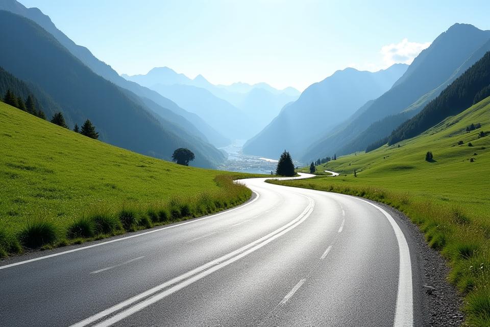 Scenic mountain road in Switzerland, indicating a well-maintained road network.